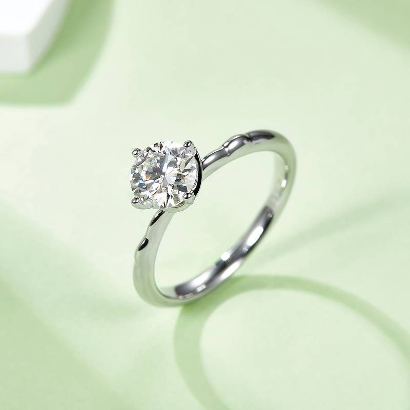 直臂小风车S925银镀白金MoissaniteWomen's Ring1ctD级
